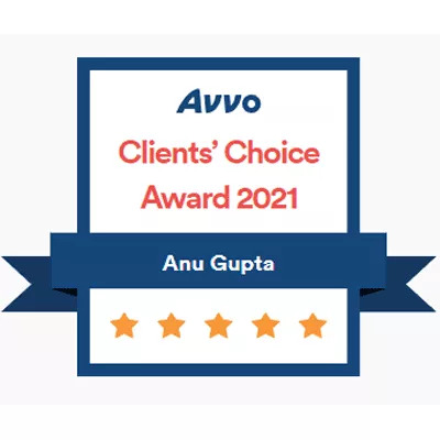 Avvo Clients' Choice of Lawyer Award - Attorney Anu Gupta