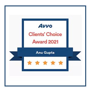 Avvo Clients' Choice Award 2021 Anu Gupta